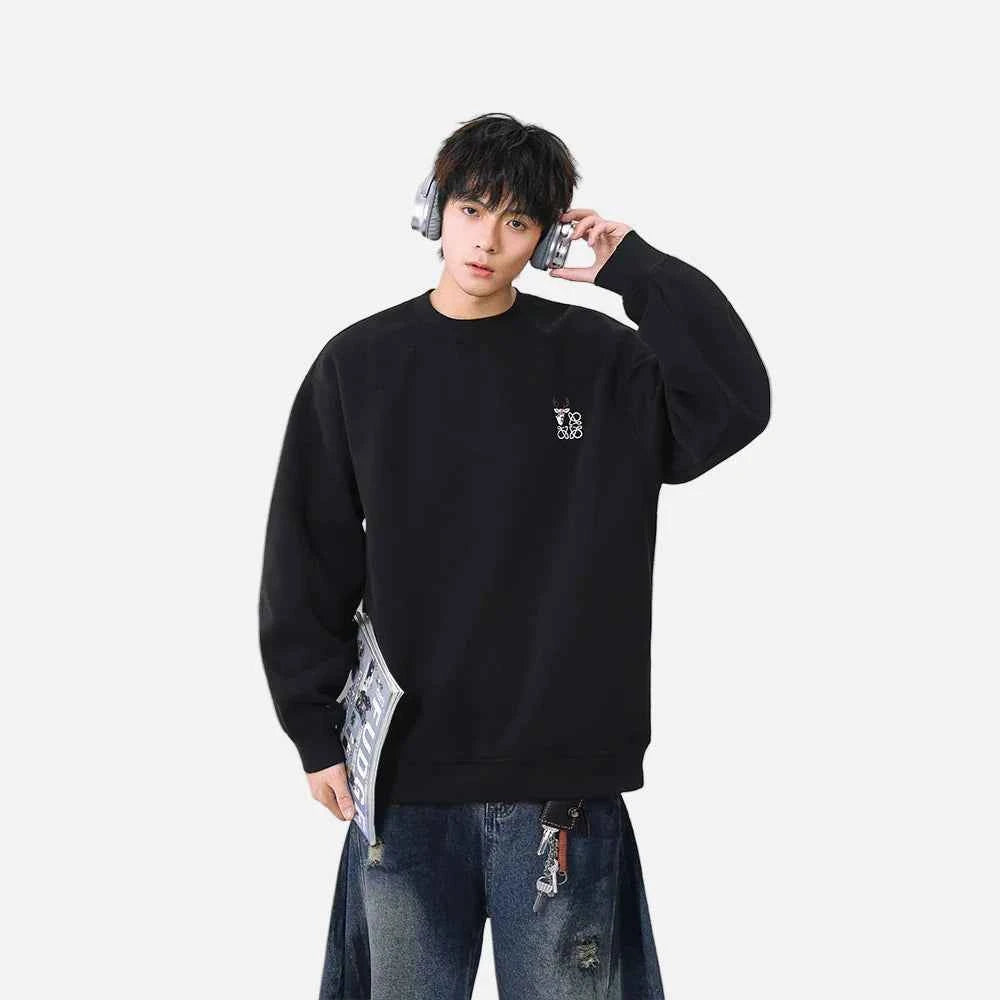 Cozy Embroidered Logo Crew Neck Sweatshirt