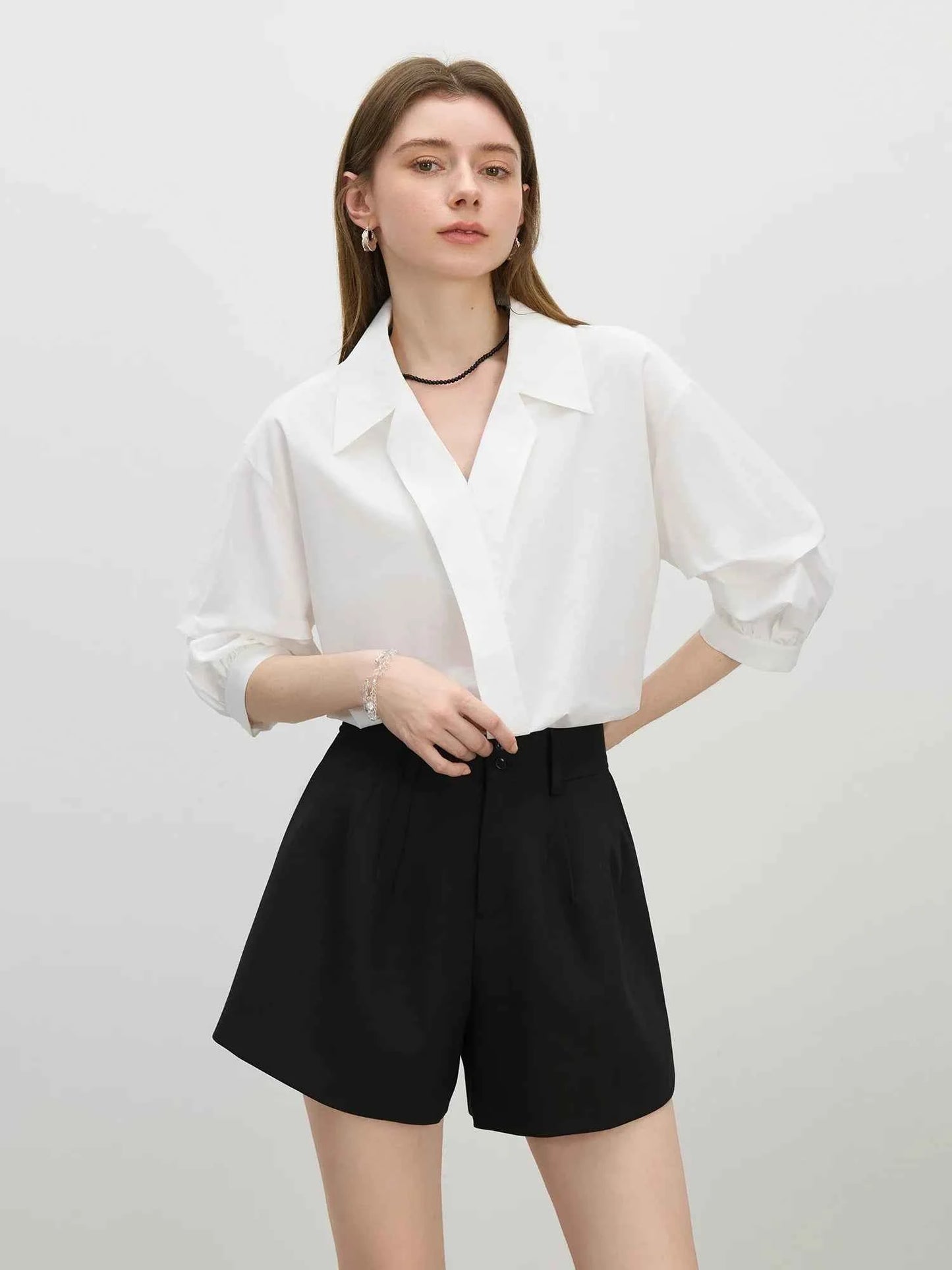 Women Elegant French Style V-Neck Blouse Shirt