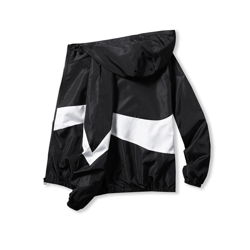 Horizontal Broad Stripe Zipper Hoodie