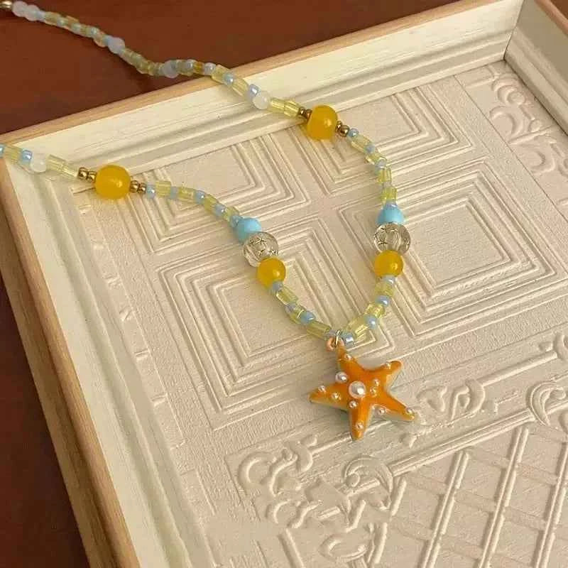Y2K Aesthetic Colorful Starfish Pendant Necklace