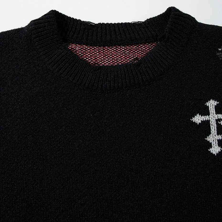 Y2K Fashionable Oversized Gothic Spider Graphic Knit Sweater