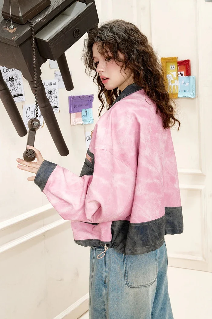 Elevated Hip Hop Denim Racing Jacket - Luxuryurbanwear