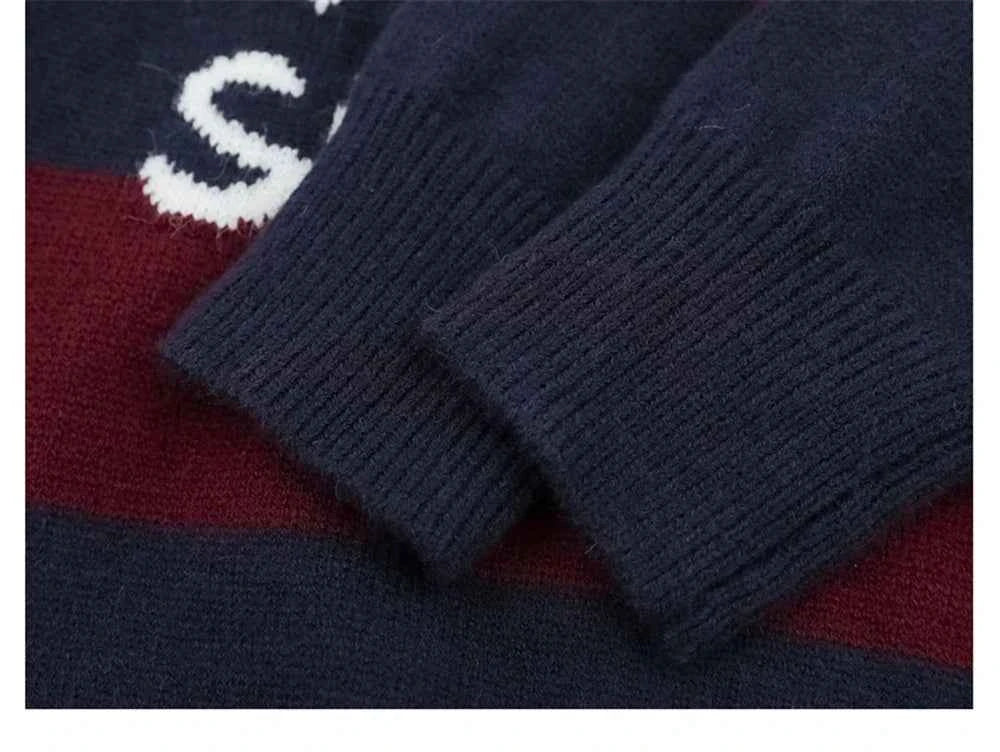 Investment Piece Streetwear Striped Knit Hip Hop Sweater