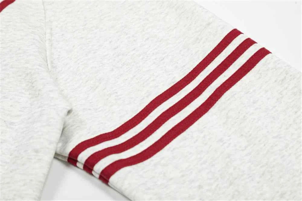 Essential Striped Patchwork Zip-Up Hooded Sweatshirt