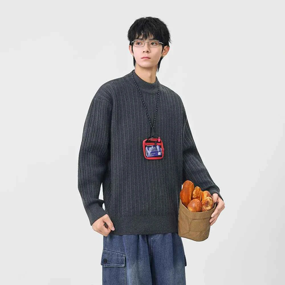 Cozy Ribbed Solid Color Mock Neck Sweater