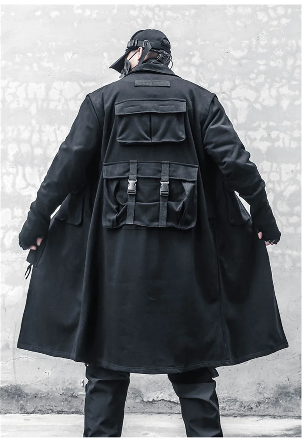 Blackish Gothic Long Trench Multi Pocket Coat