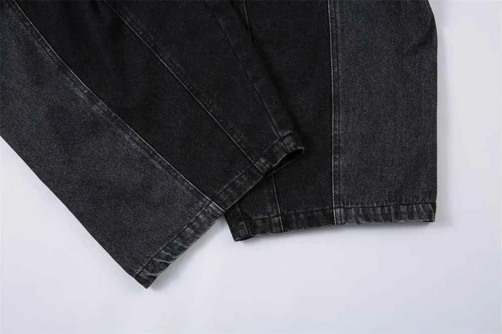 Removable Patchwork Distressed Loose Wide Leg Jeans
