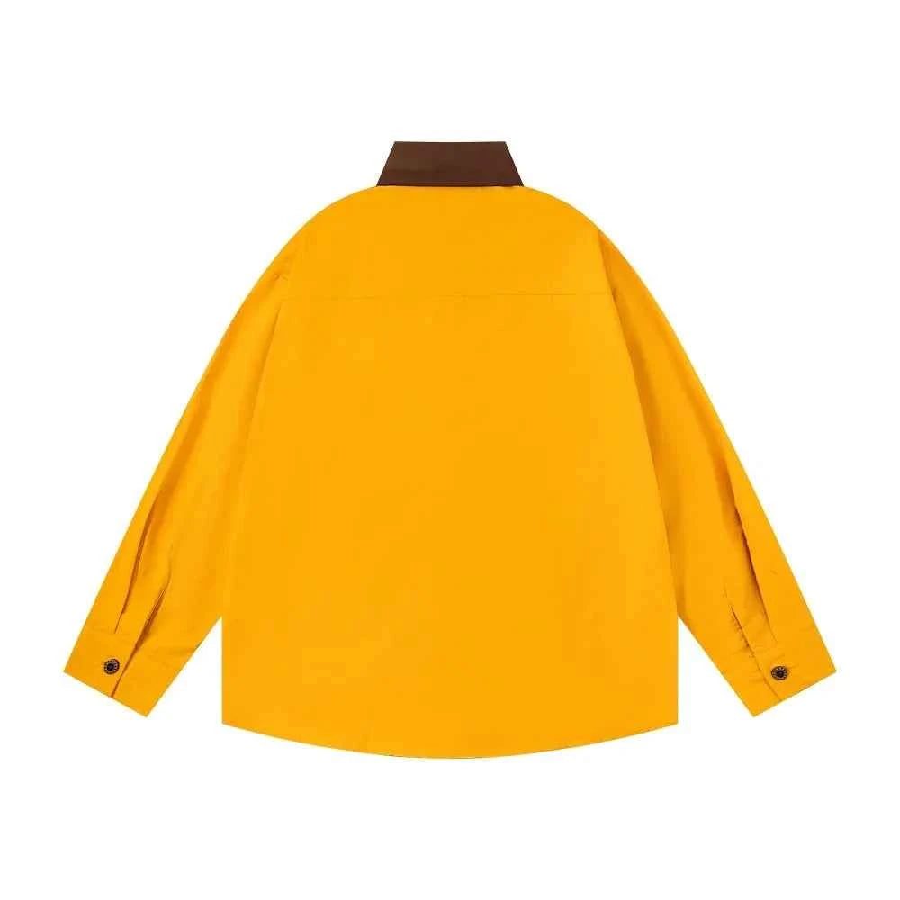 Retro Patchwork Cute Dog Lapel Long Sleeve Shirt
