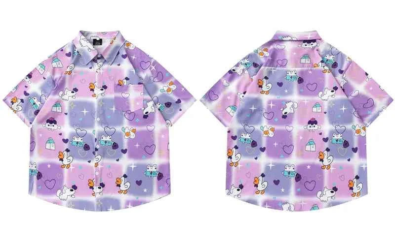 Y2K Vibrant Elevated Graphic Button-Up Shirt