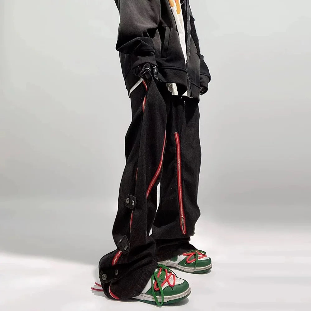 Red Striped Baggy Jeans