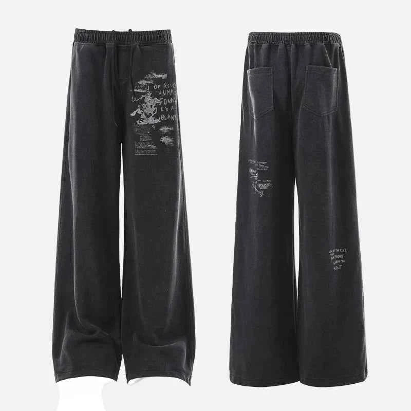 Vintage Washed Faded Design Letter Print Sweatpants