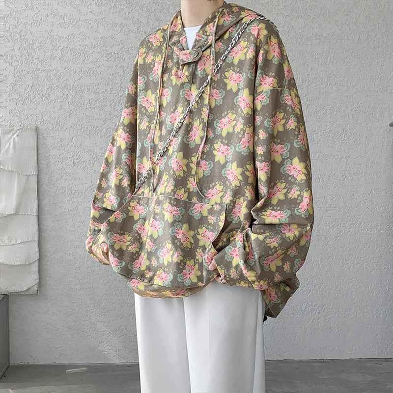 Cool Vintage Floral Printed Loose Hoodie