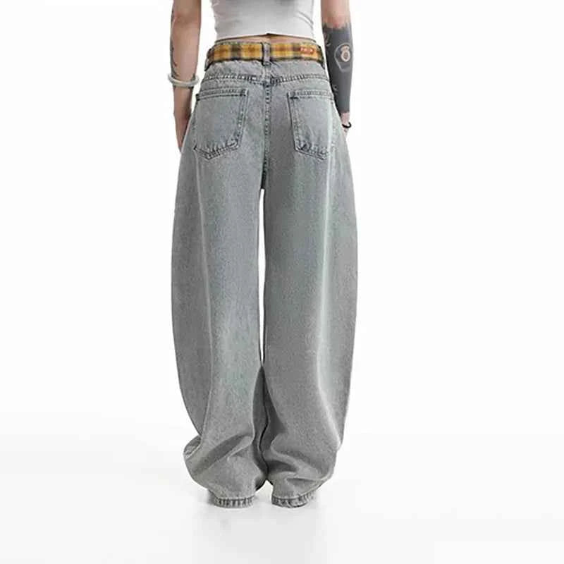 Insulated Korean Style Curved Knife Wide Leg Jeans