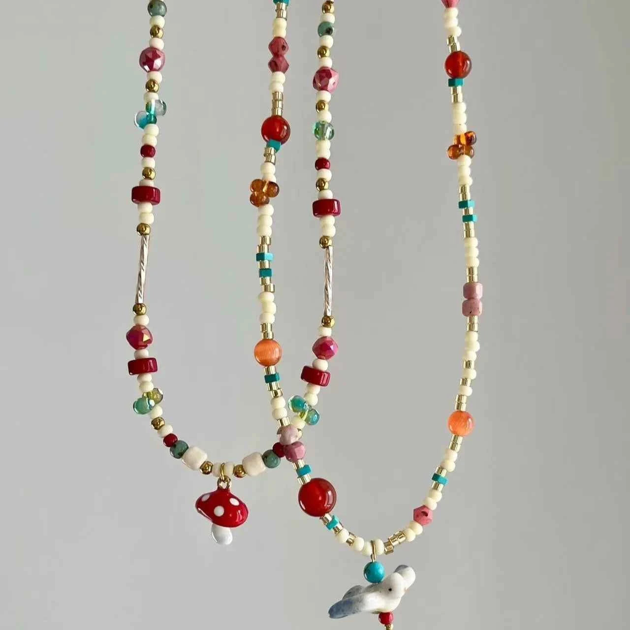 Aesthetic Y2K Colorful Bird Pendant Necklace