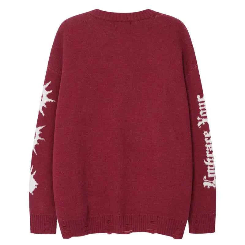 Cute Dog Embroidered O-Neck Collar Knitted Sweater