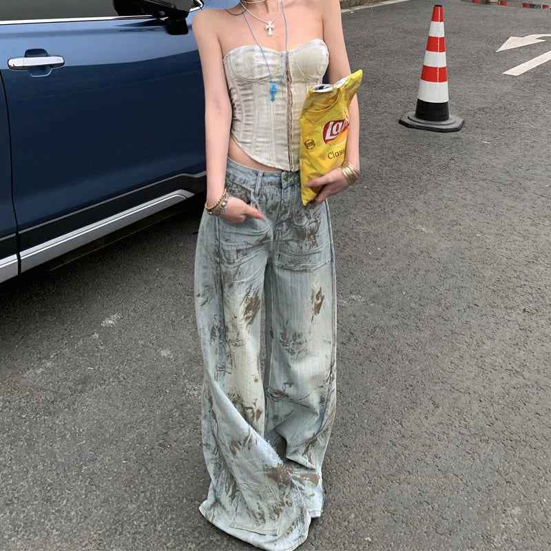 Benuynffy High Street Wide Leg Jeans