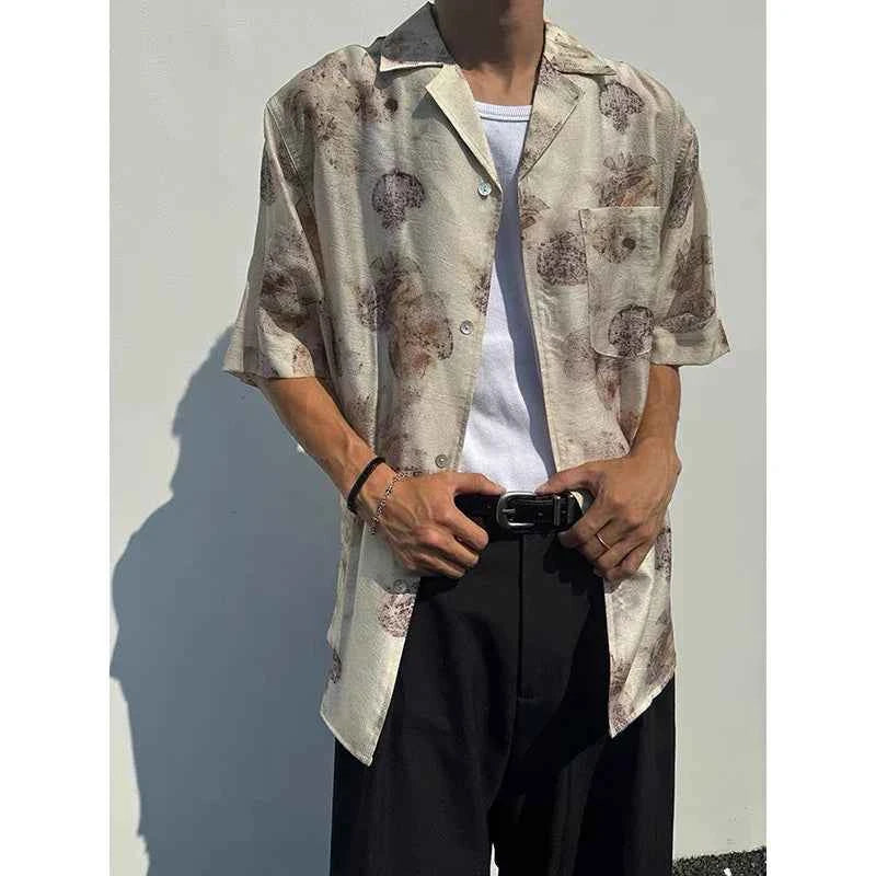 Premium Y2K Oversize Grid Pattern Half Sleeve Shirt