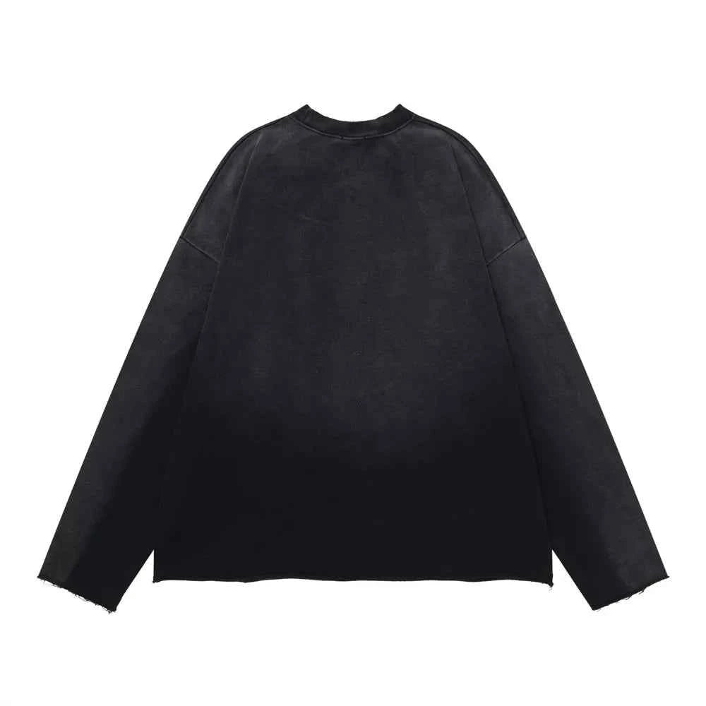 Vintage Patchwork Distressed Ripped Crewneck Sweatshirt
