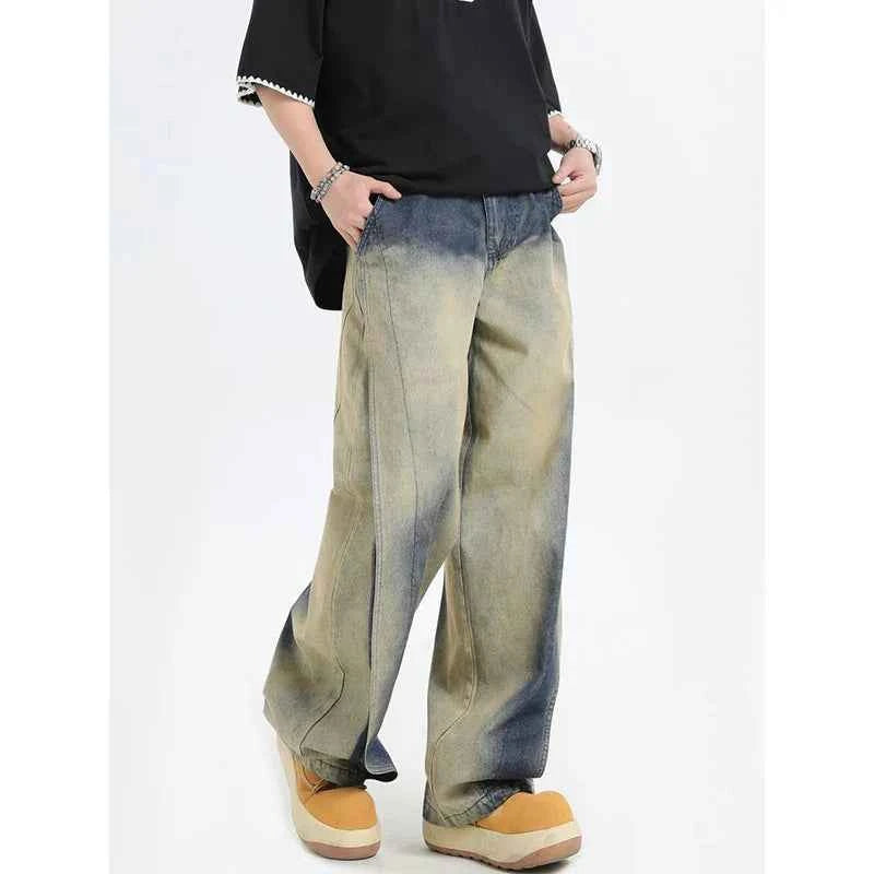 Retro Color Loose Boy Friend Wide Leg Jeans