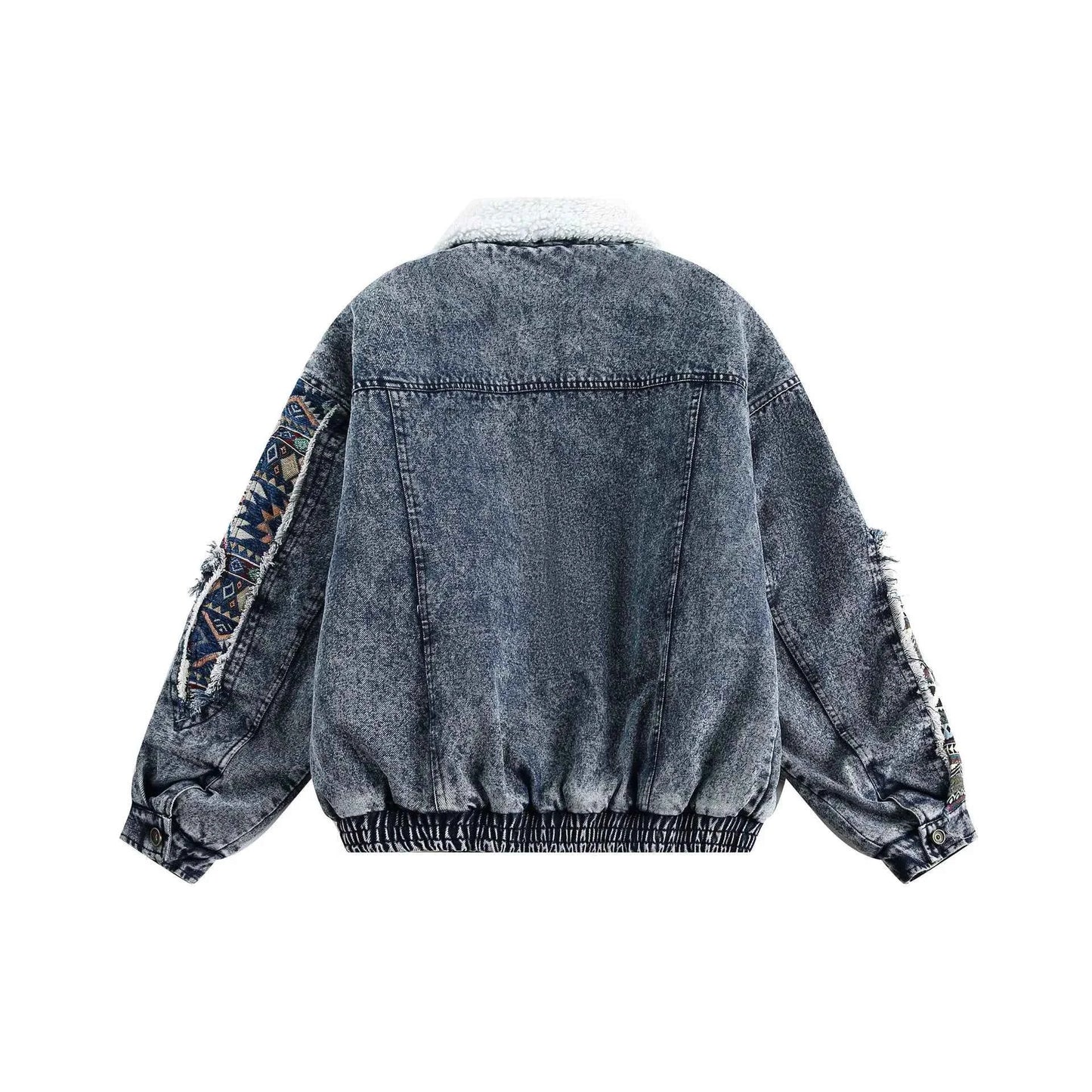 Y2K Thick Winter Patchwork Denim Jacket