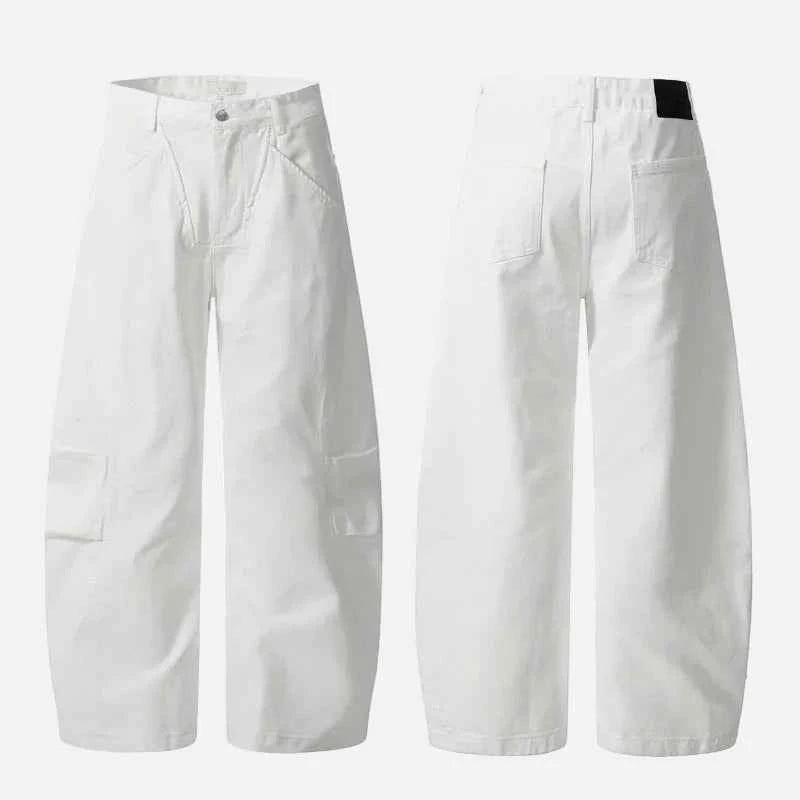 American Pleated Design Wide Leg Denim Jeans