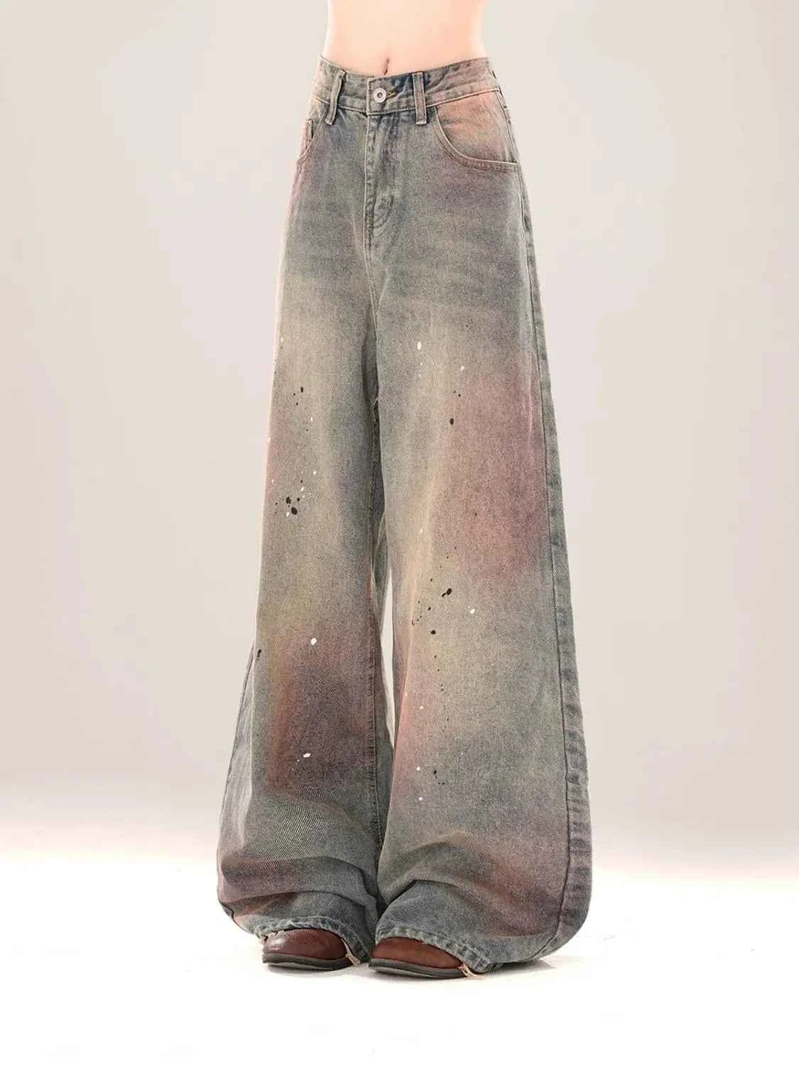 Women Vintage Gradient Wide Leg Jeans