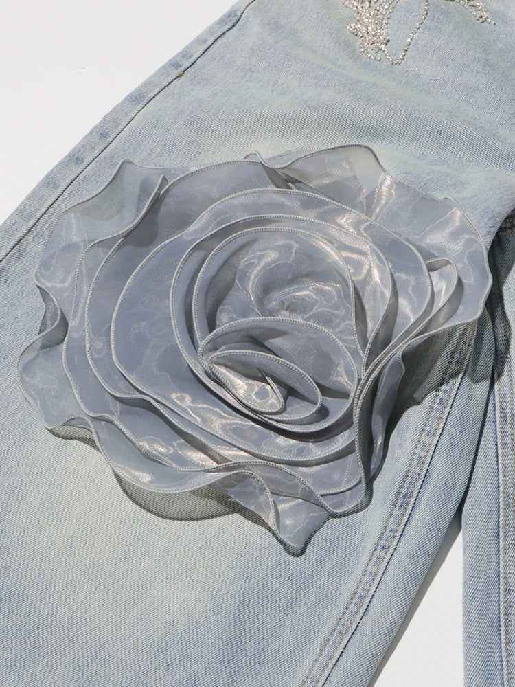 Floral Vine Fairycore Embroidery Jeans