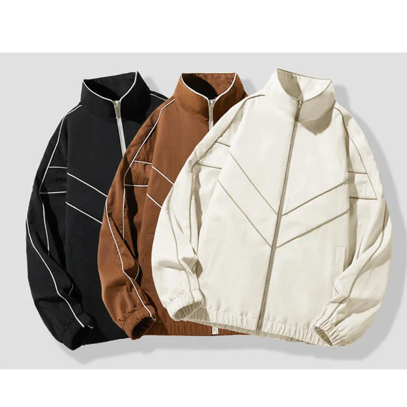 Striped White Lining With Rib sleeve Style Jacket