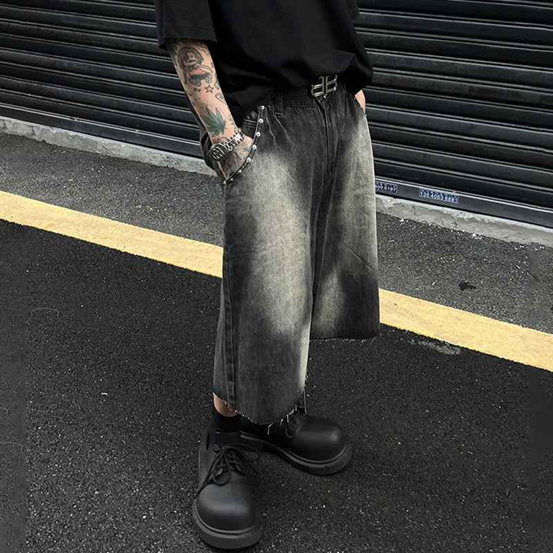 Gradient Rugged Look Washed Denim Jorts