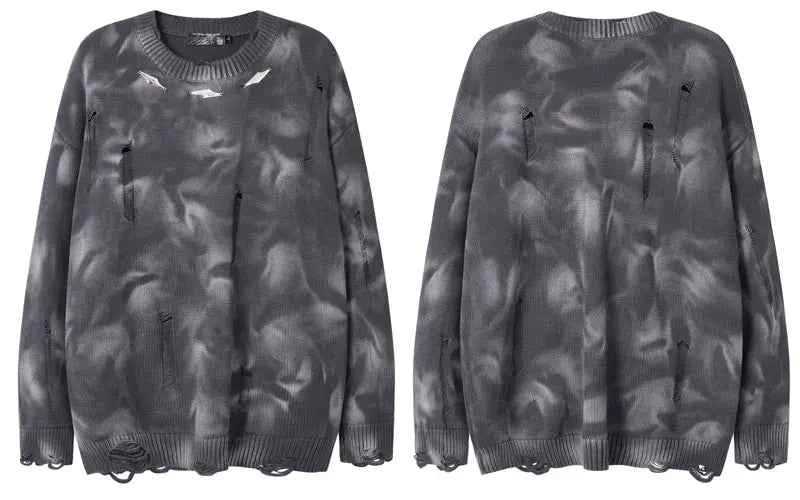 Y2K Signature Grunge Oversized Ripped Knitted Sweater