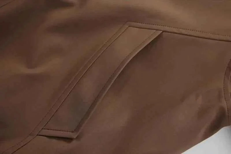 Streetwear Color Blocked Lapel Multiple Pockets Jacket