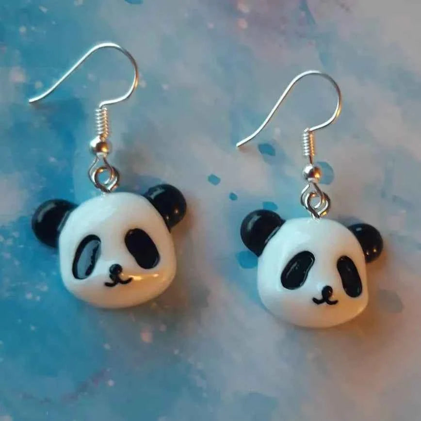 Cute Kawaii Panda Head Resin Earring