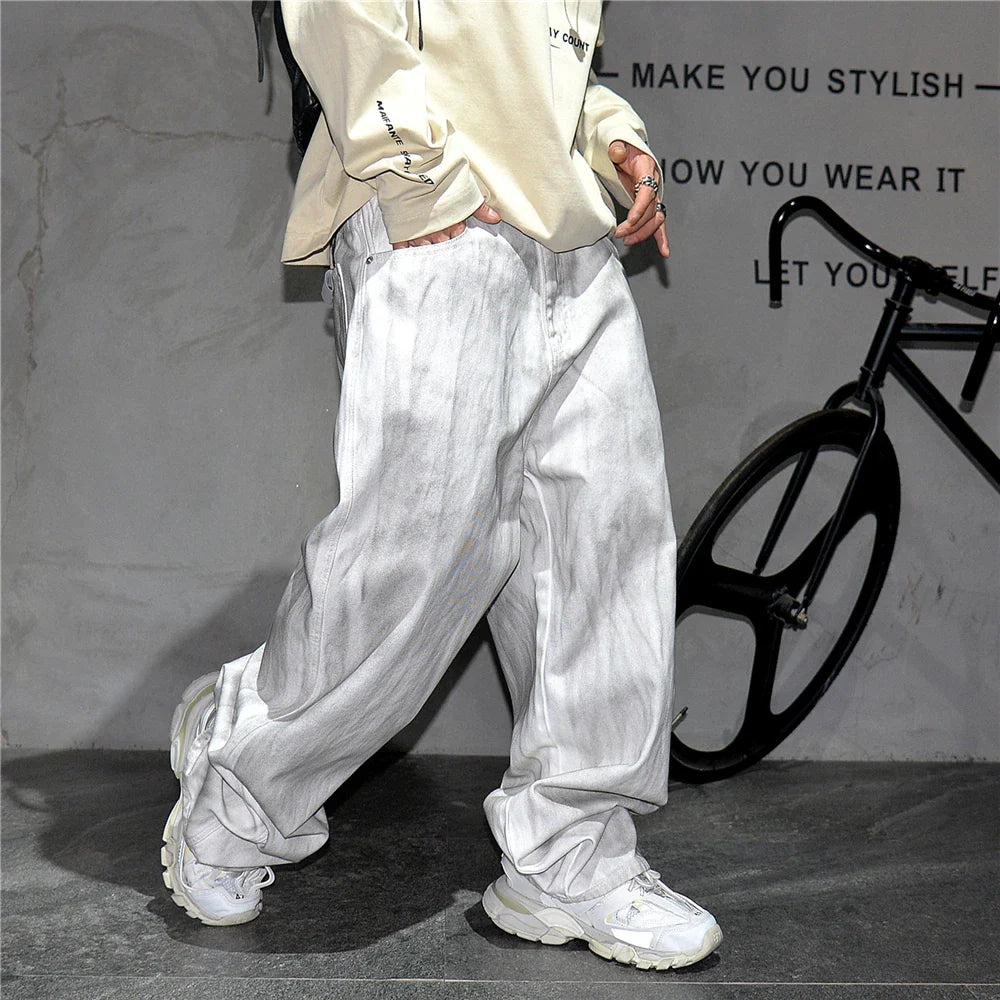 Distressed Dirty White Baggy Pants