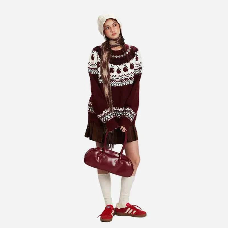 Cozy Soft Fair Isle Knitted Crewneck Sweater
