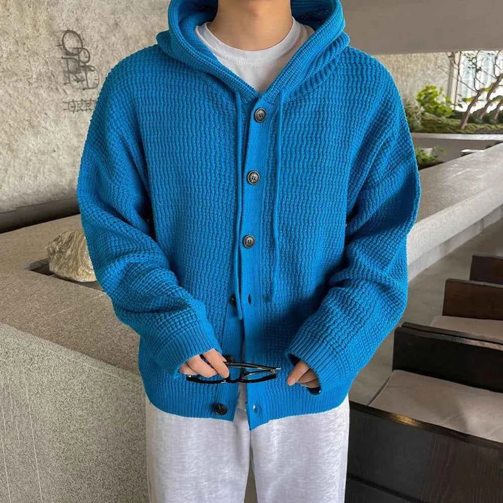 Versatile Solid Color Casual Hooded Cardigan