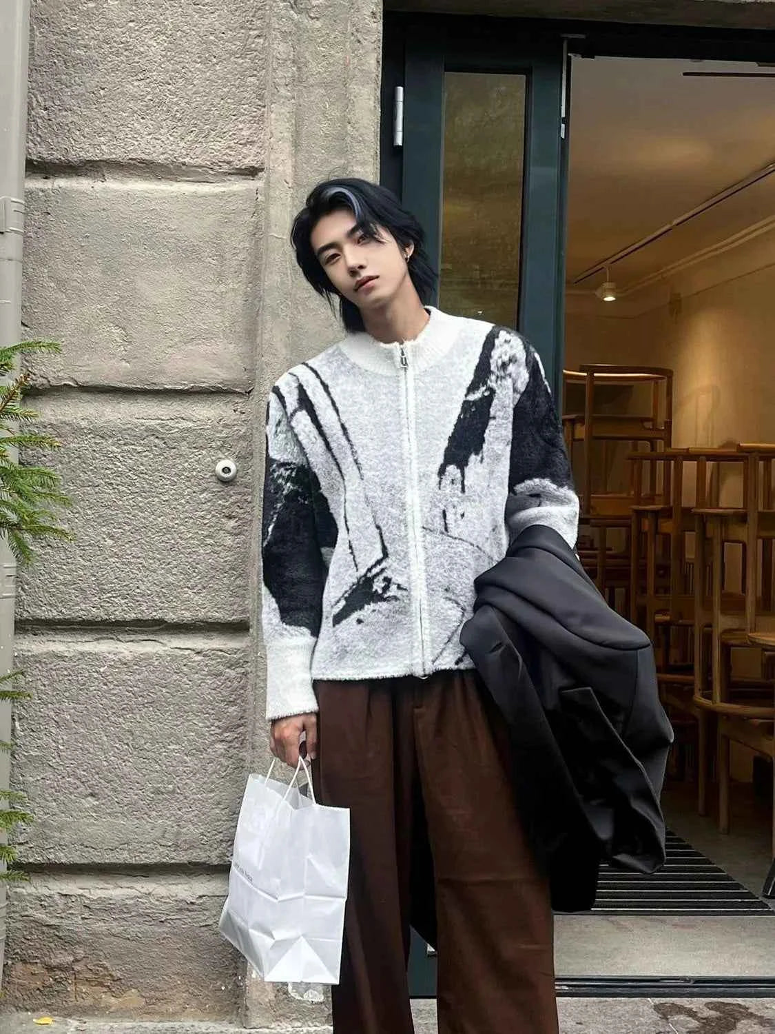 Y2K Gradient Embroidered Knitwear Cardigan