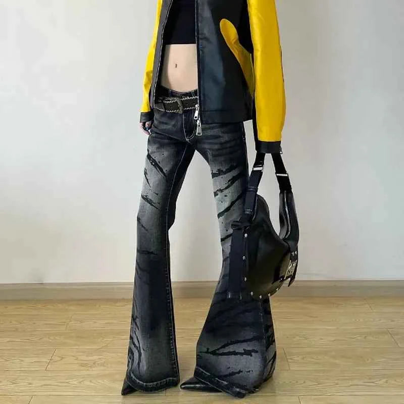 Vintage Black Retro Wide Leg Jeans