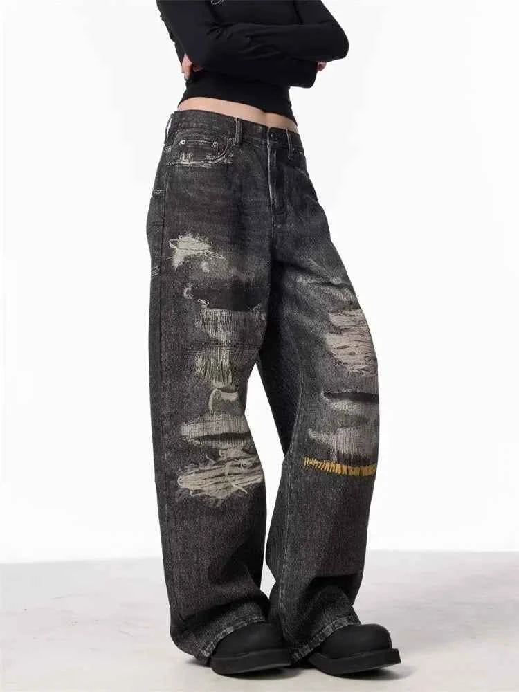 Vintage Streetware Black Ripped Baggy Jeans
