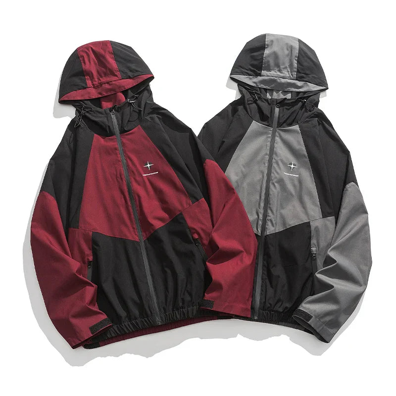 Heart Patchwork Zipper Bomber Jacket