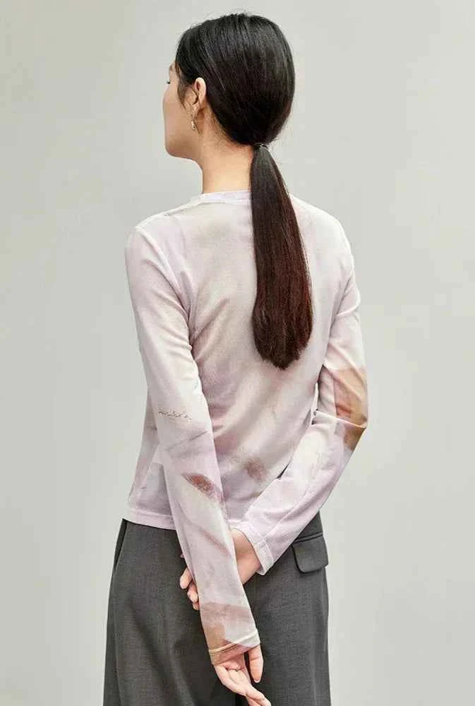 Stylish Mesh Long Sleeve T-Shirt
