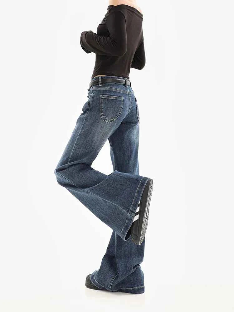 Minimal Look Vintage Slim Flare Denim Jeans