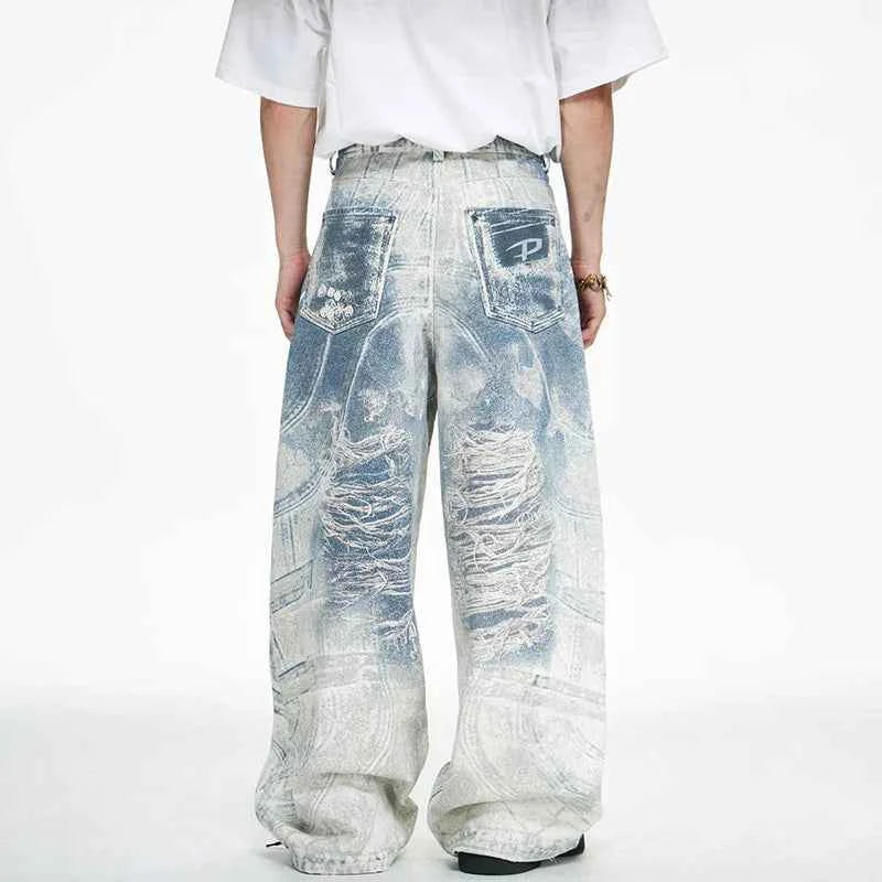 Luxury Vintage 3D Printed Designer Jeans