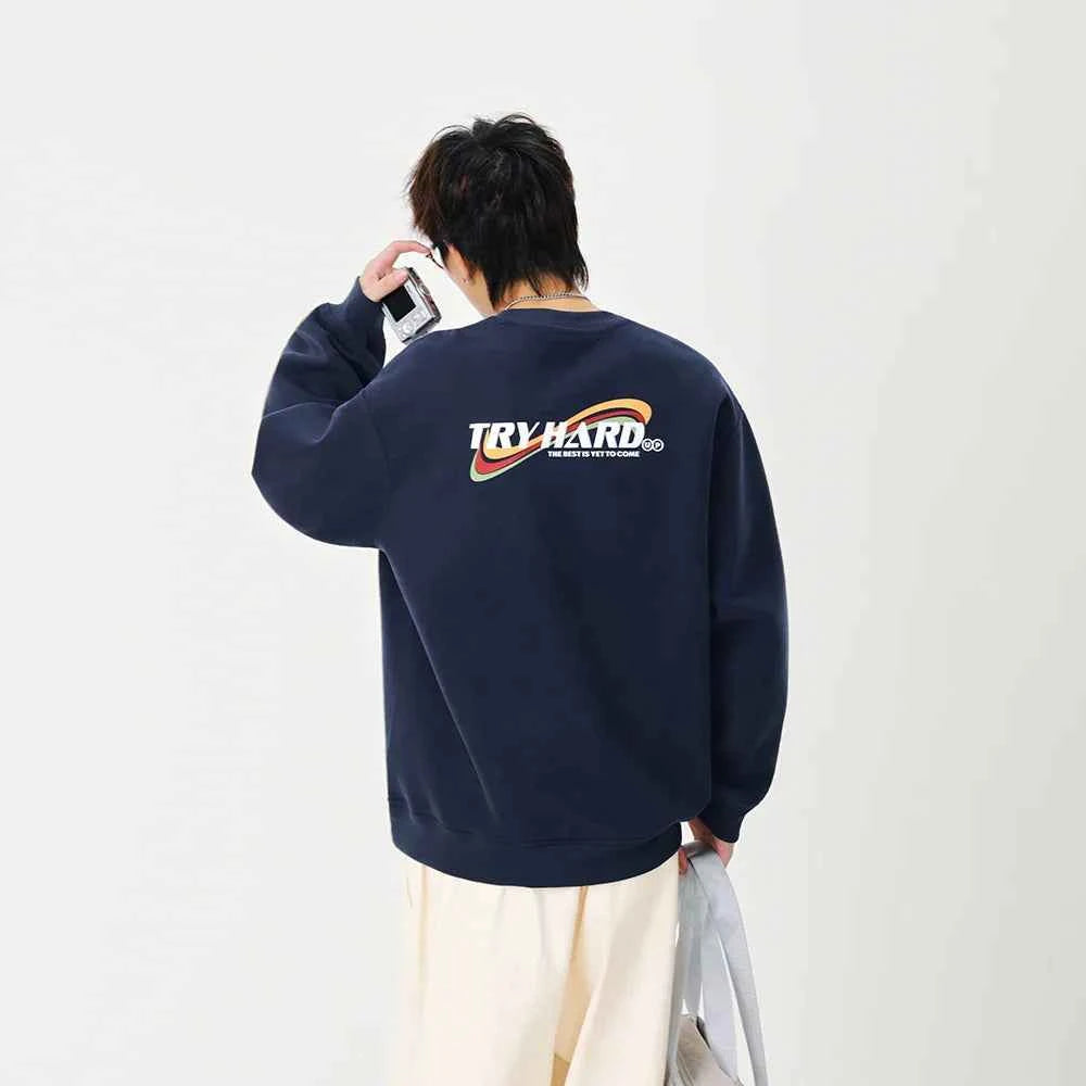 Comfortable Cozy Logo Print Crew Neck Sweatshirt