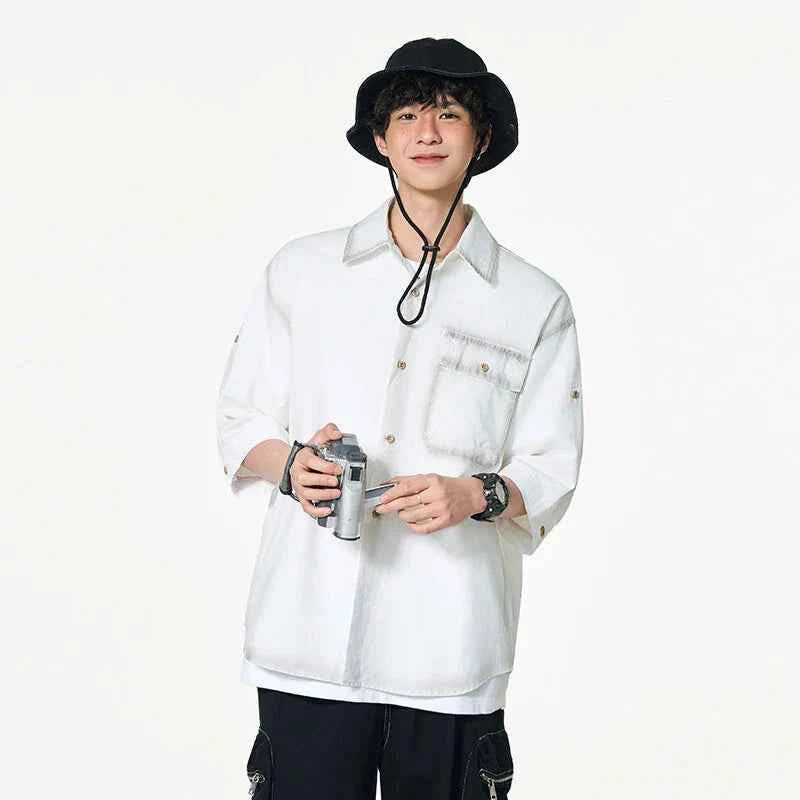Cloud-Soft Contrast Lapel Casual Shirt