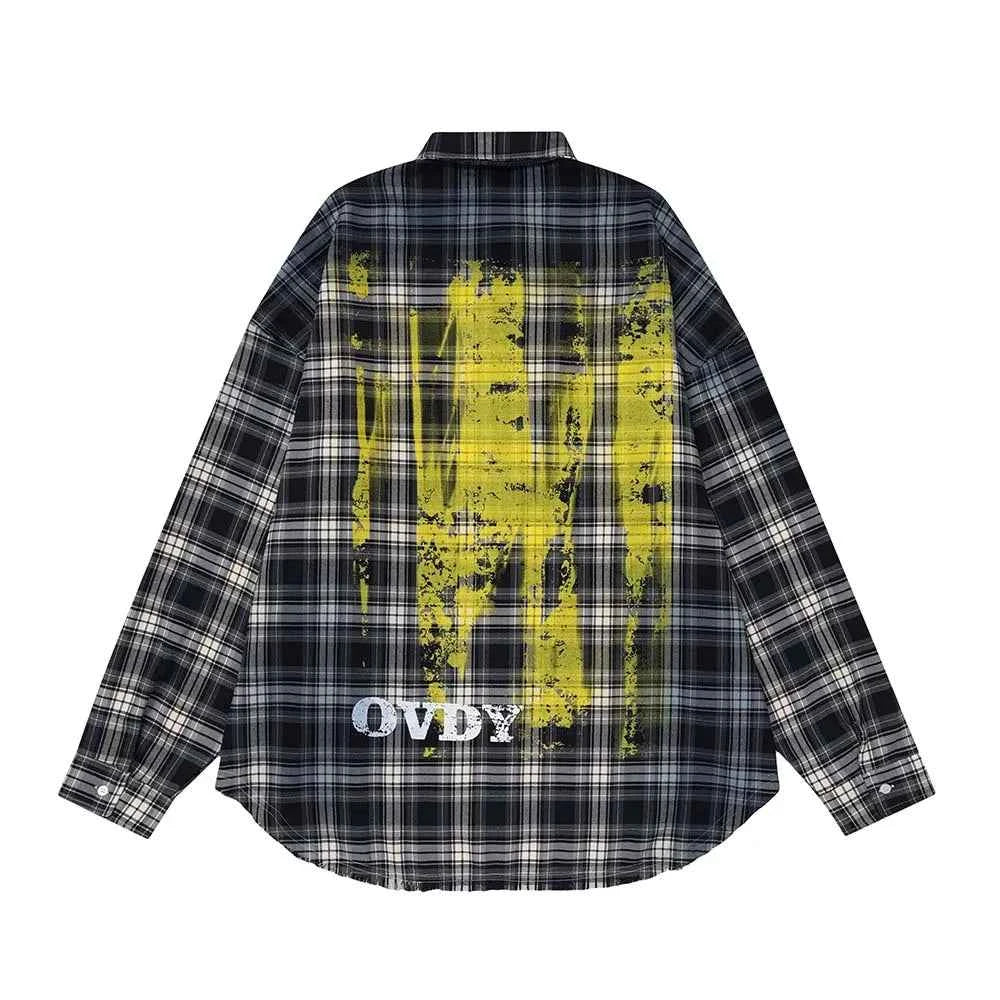 Women Flexible Vibrant Plaid Paint Splatter Shirt