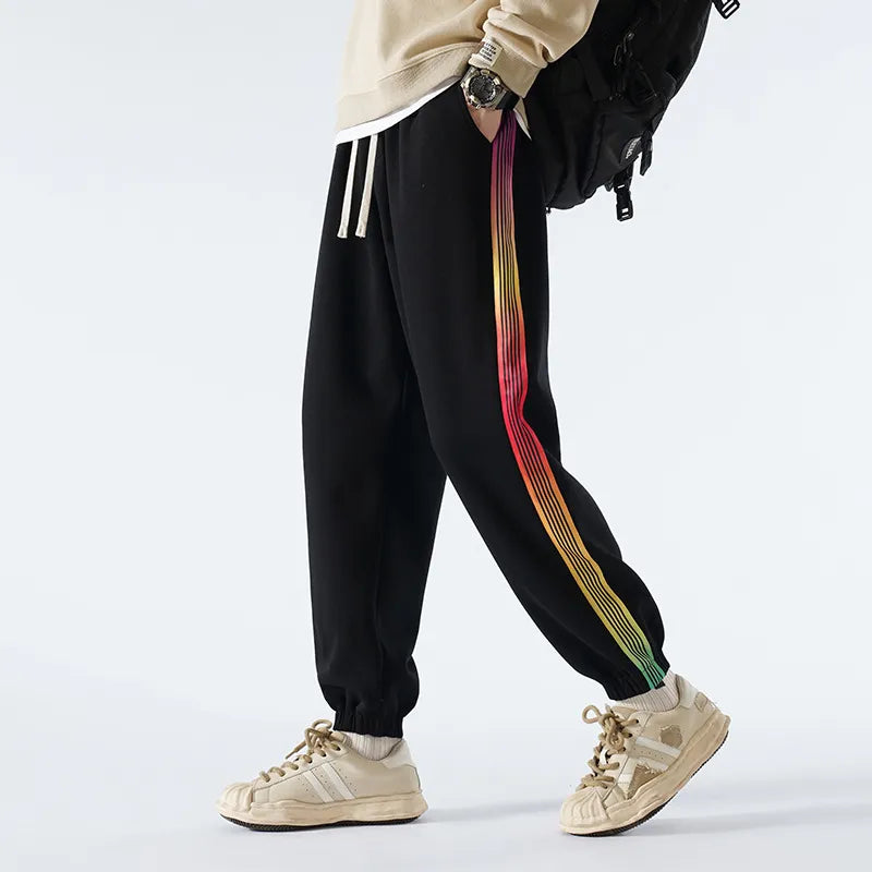 Rainbow Color Stripe Jogger Pants