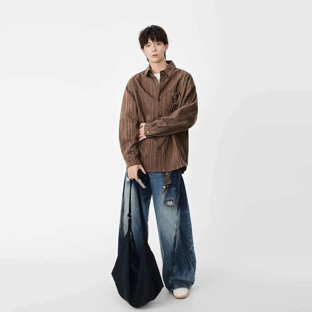 Y2K Vertical Striped Long Sleeve Shirt