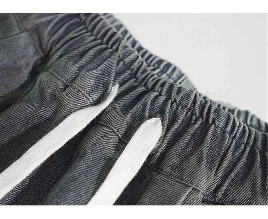 Retro Camouflage Splicing Denim Jorts