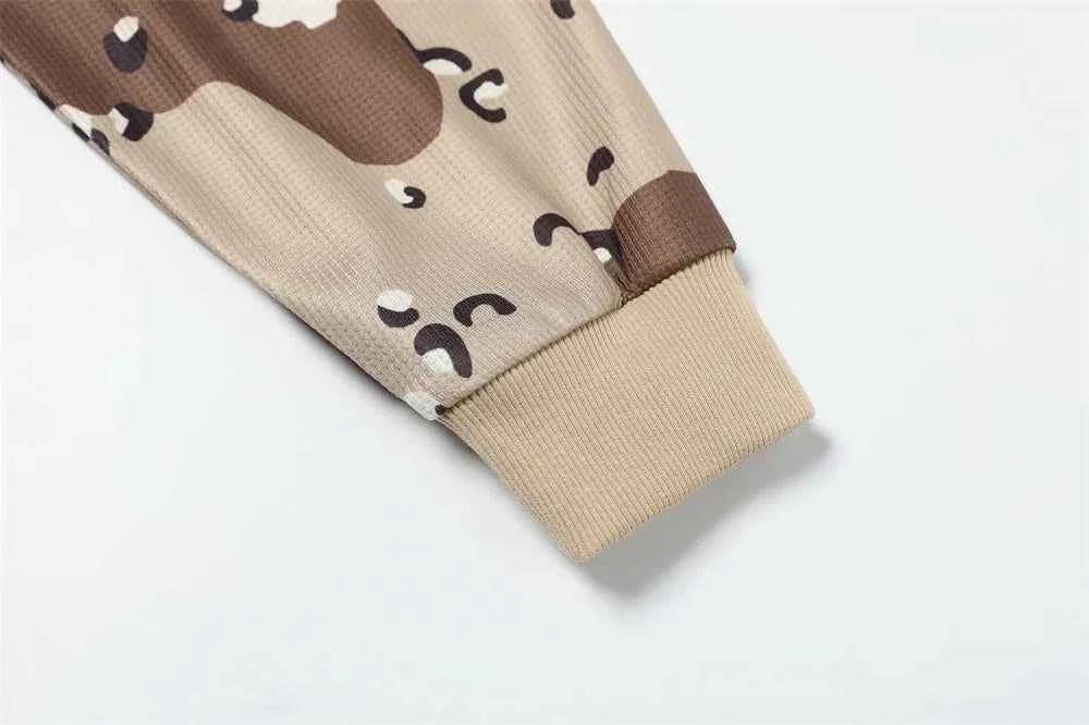 Camouflage Waffle Texture Long Sleeve T-Shirt
