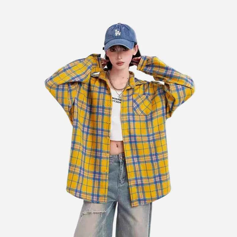 Flattering Plaid Oversized Long Sleeve Shirt